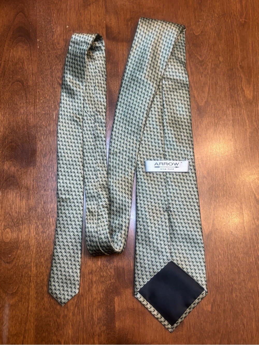 Arrow Olive Green Textured Geometric Men's Tie